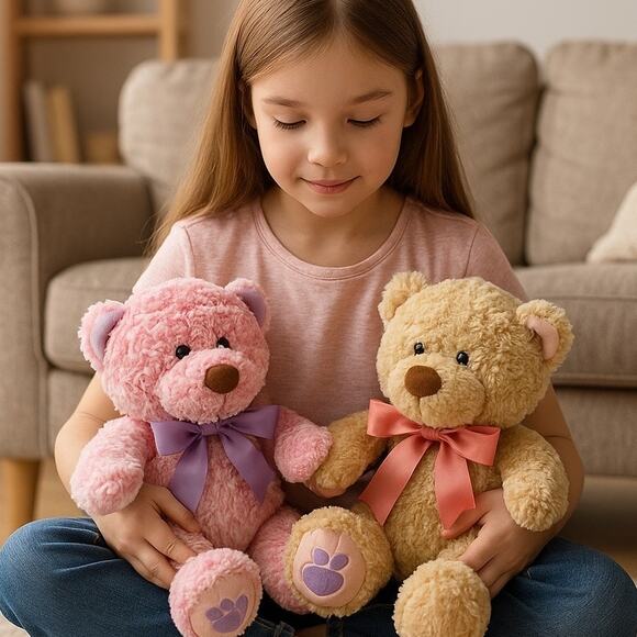 Animal Adventure Teddy Bear Plush Stuffed Animal 12" Ribbons Nursery Twins Lot 2 - Picture 3 of 14